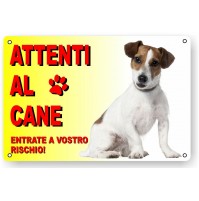 ATTENTI AL CANE CARTELLO TARGA JACK RUSSEL 8019597525256