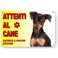 ATTENTI AL CANE CARTELLO TARGA PINSCHER 8019597525256