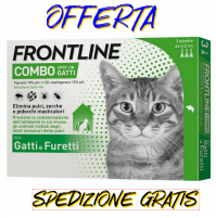 Frontline Combo Gatto - 3 pipette   Antiparassitario Antizecche Antipulci Gatti 