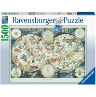 Puzzle 1500 Pezzi Mappa del Mondo di Animali Fantastici Ravensburger 16003 4005556160037