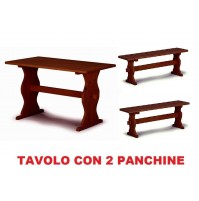 SET TAVOLO RUSTICO CON 2 PANCHE 120 cm IN LEGNO colore NOCE - PUB BIRRERIA BAR 8021778863224