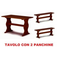 SET TAVOLO RUSTICO CON 2 PANCHE 160 cm IN LEGNO colore NOCE - PUB BIRRERIA BAR 8021778863231