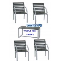 serie viva TAVOLO + 4 poltrone set in acciaio SEDIE E TAVOLINO CM 85 X 42 X 44 H 